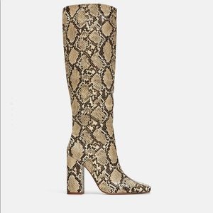 Snakeskin heeled boots